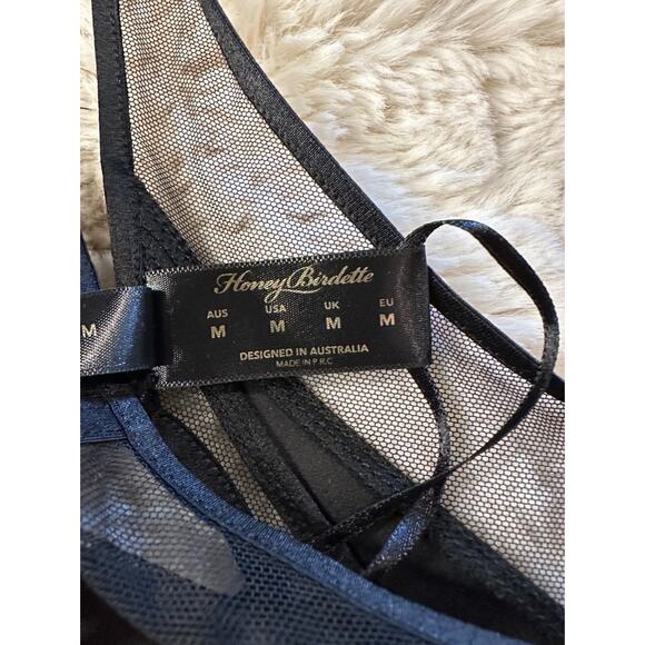 RARE🔥 Honey Birdette VESNA🖤 Black Mesh Panel Suspender Medium - Picture 5 of 5